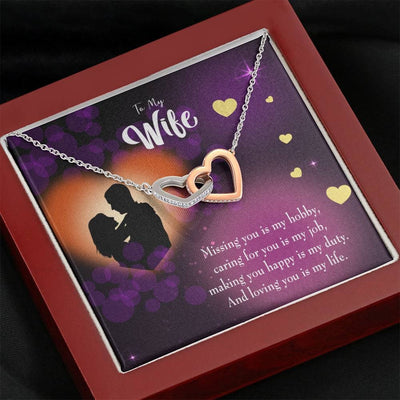 Wife Gift For Wife Birthday Love Of My Life Inseparable Love Pendant 18k Rose Gold Finish 16� - Interlocking Hearts Necklace