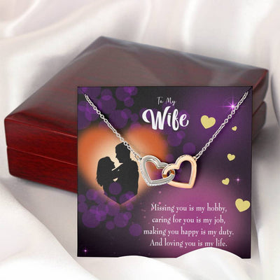 Wife Gift For Wife Birthday Love Of My Life Inseparable Love Pendant 18k Rose Gold Finish 16� - Interlocking Hearts Necklace