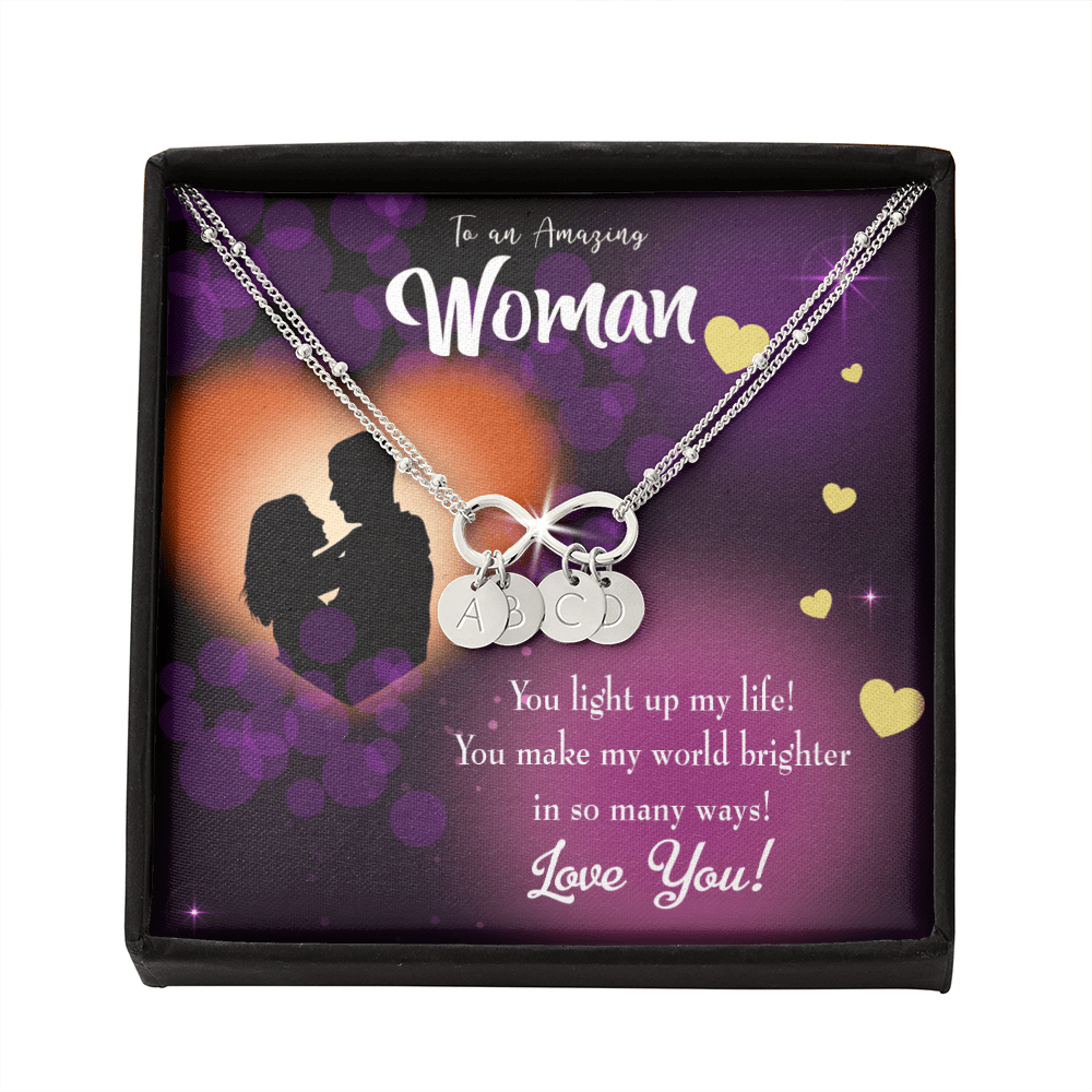 To My Girlfriend You Light Up My Life Infinity Bracelet With Initial Charms - Infinity Bracelet