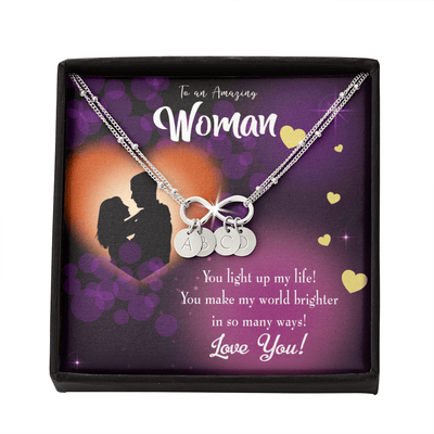 To My Girlfriend You Light Up My Life Infinity Bracelet With Initial Charms - Infinity Bracelet