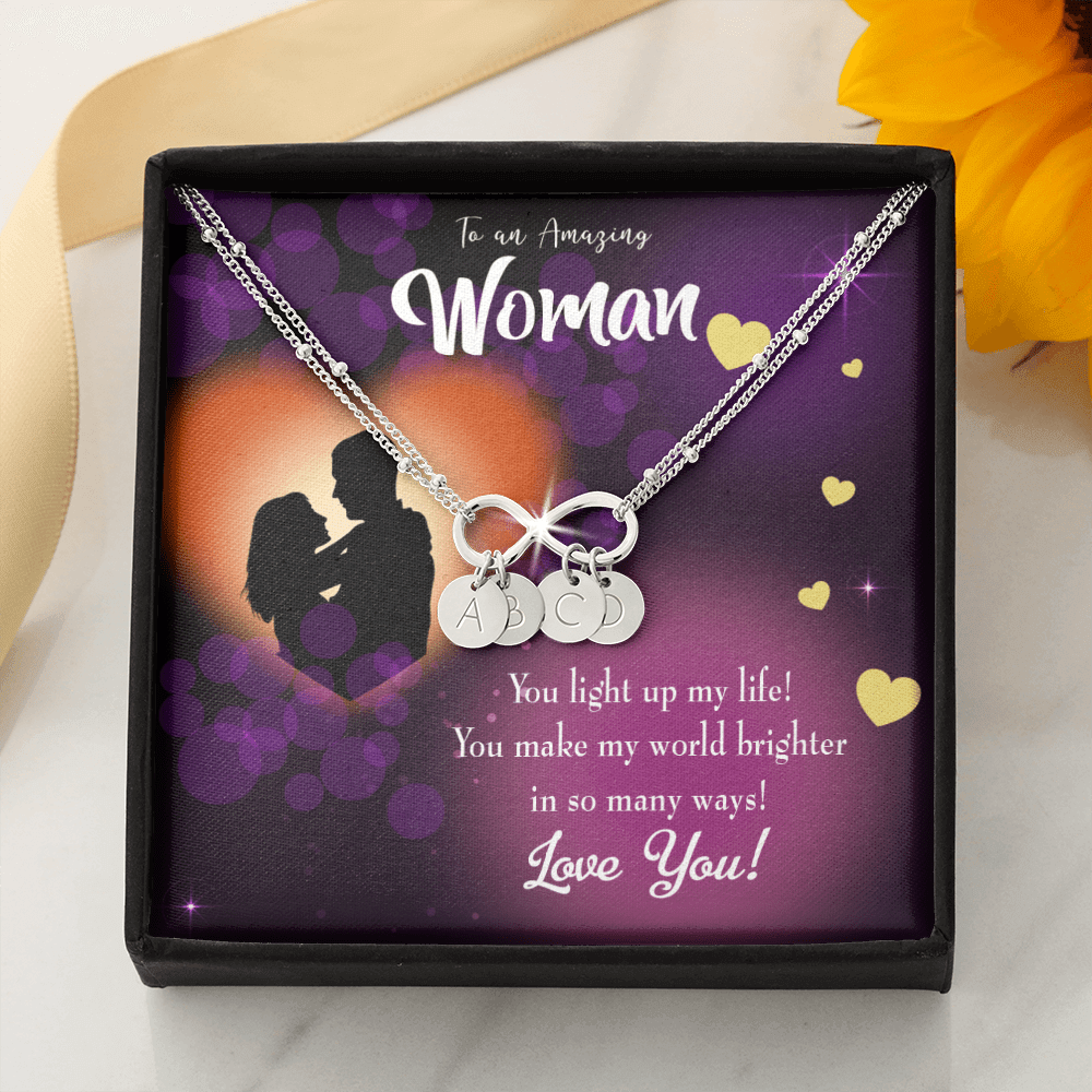 To My Girlfriend You Light Up My Life Infinity Bracelet With Initial Charms - Infinity Bracelet