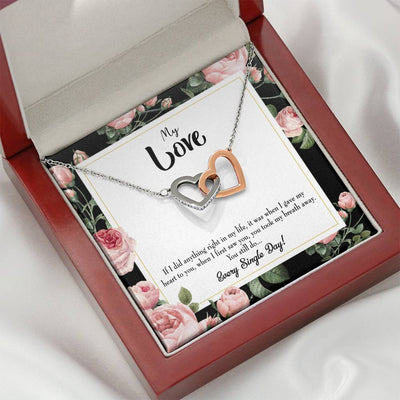 Future Wife Fiance Gift Every Single Day Inseparable Love Pendant 18k Rose Gold Finish 16� Engagement Wedding Gift - Interlocking Hearts Necklace