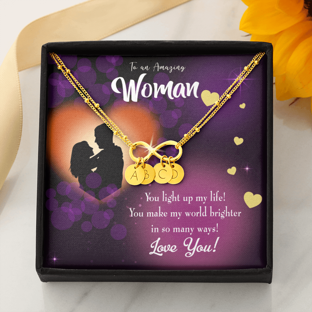 To My Girlfriend You Light Up My Life Infinity Bracelet With Initial Charms - Infinity Bracelet
