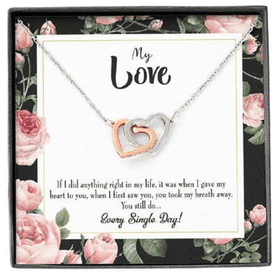 Future Wife Fiance Gift Every Single Day Inseparable Love Pendant 18k Rose Gold Finish 16� Engagement Wedding Gift - Interlocking Hearts Necklace