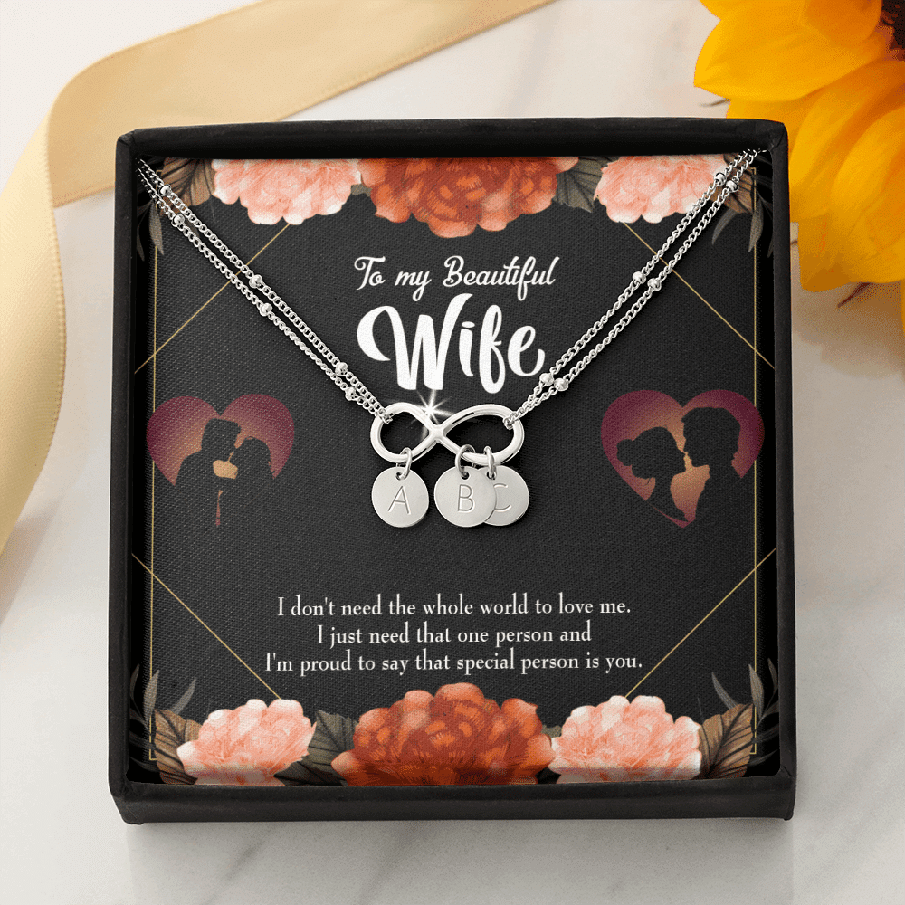 To My Wife Special Person Infinity Bracelet With Initial Charms - Infinity Bracelet