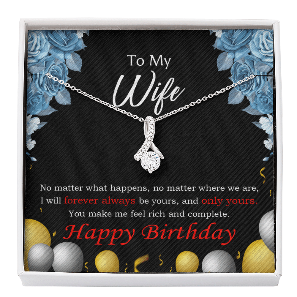 Birthday Gift For Wife Forever And Together Eternity Ribbon Stone Pendant 14K White Gold Stainless Steel Jewelry Gift  - Alluring Beauty Necklace Gift For Her