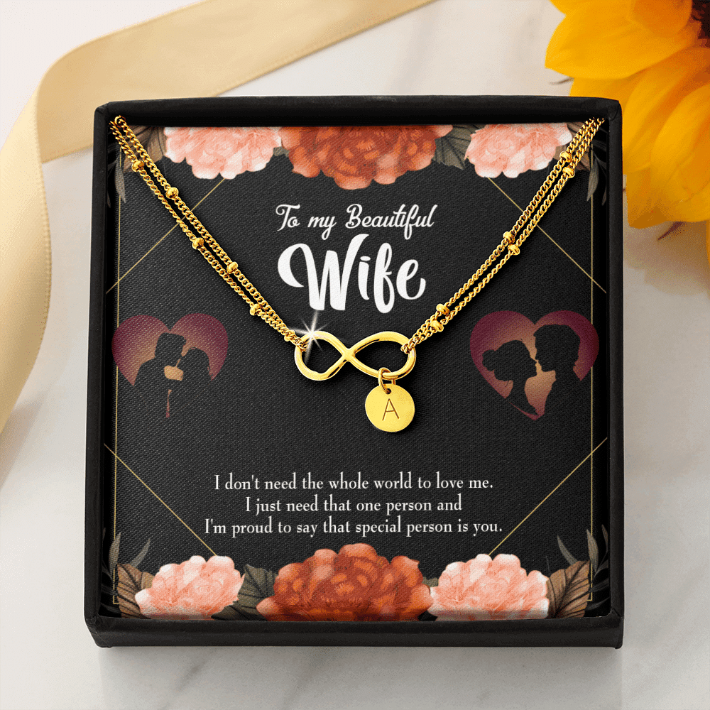To My Wife Special Person Infinity Bracelet With Initial Charms - Infinity Bracelet