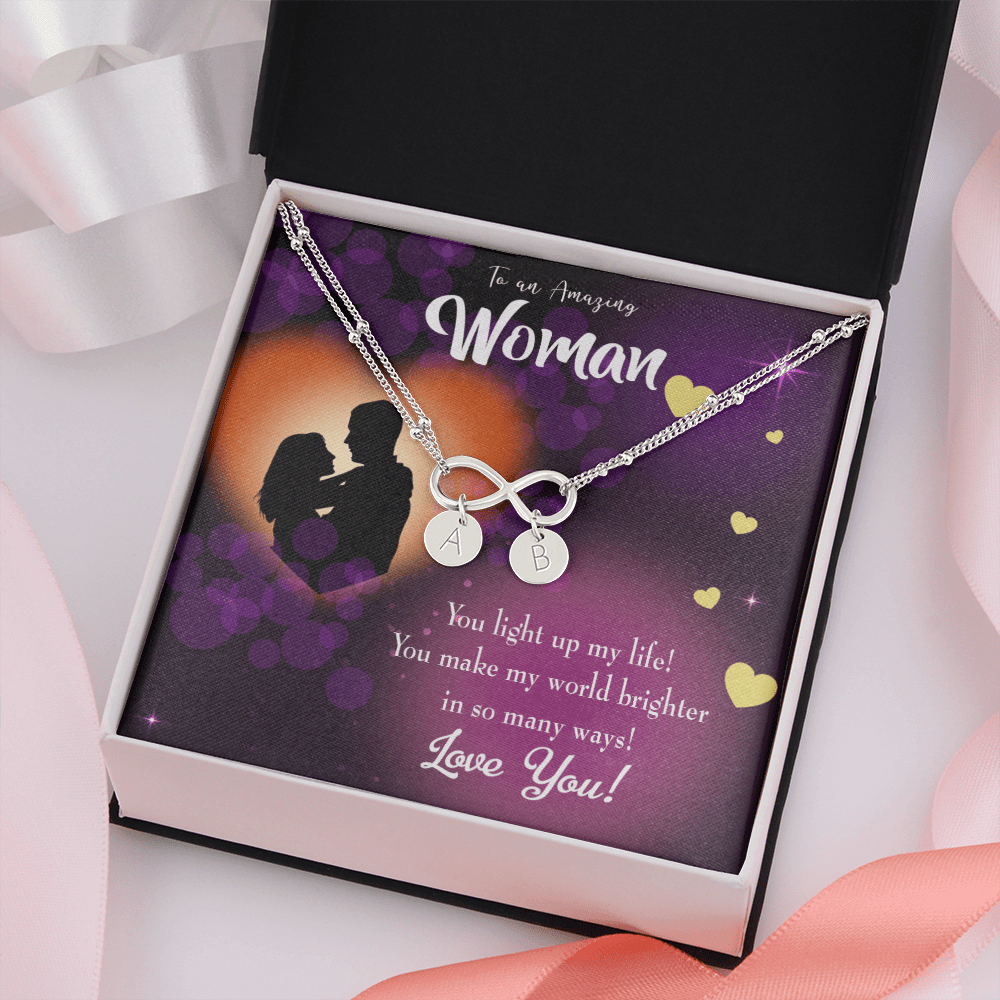 To My Girlfriend You Light Up My Life Infinity Bracelet With Initial Charms - Infinity Bracelet