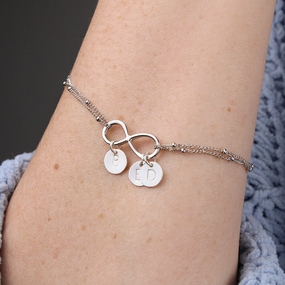 To My Girlfriend You Light Up My Life Infinity Bracelet With Initial Charms - Infinity Bracelet