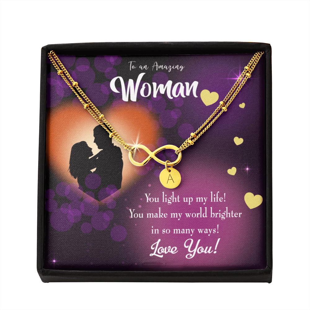 To My Girlfriend You Light Up My Life Infinity Bracelet With Initial Charms - Infinity Bracelet
