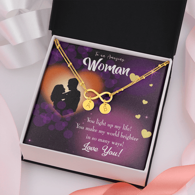 To My Girlfriend You Light Up My Life Infinity Bracelet With Initial Charms - Infinity Bracelet