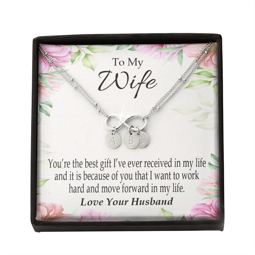 To My Wife You're The Best Gift Infinity Bracelet With Initial Charms - Infinity Bracelet