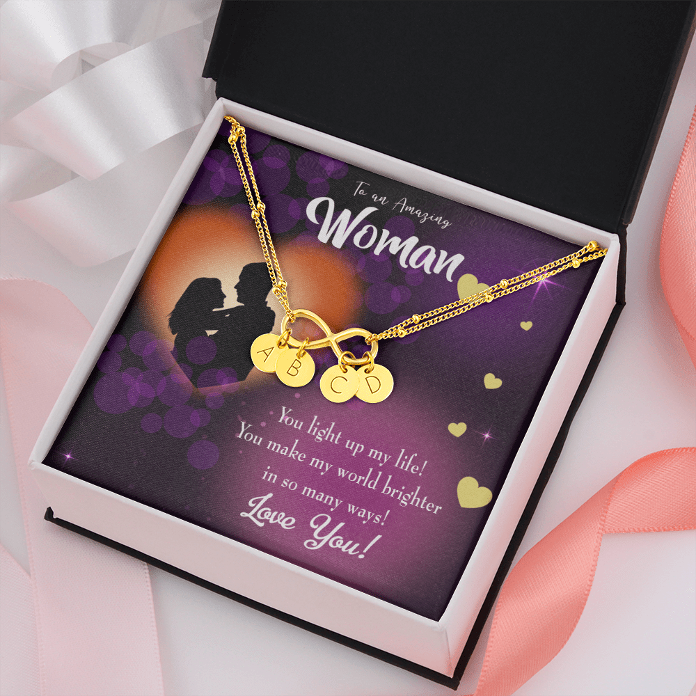 To My Girlfriend You Light Up My Life Infinity Bracelet With Initial Charms - Infinity Bracelet