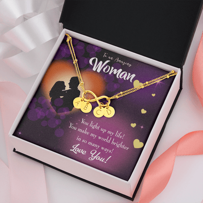 To My Girlfriend You Light Up My Life Infinity Bracelet With Initial Charms - Infinity Bracelet