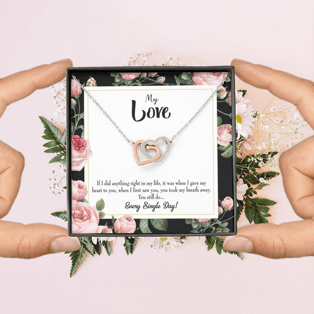 Future Wife Fiance Gift Every Single Day Inseparable Love Pendant 18k Rose Gold Finish 16� Engagement Wedding Gift - Interlocking Hearts Necklace