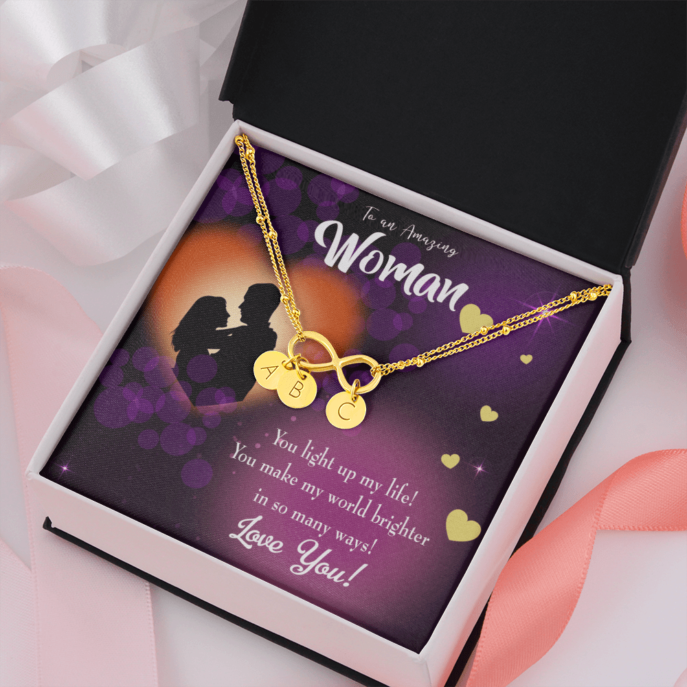 To My Girlfriend You Light Up My Life Infinity Bracelet With Initial Charms - Infinity Bracelet