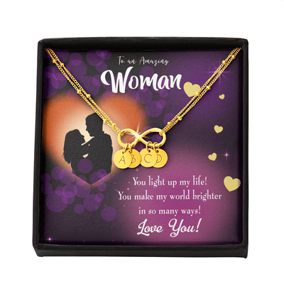 To My Girlfriend You Light Up My Life Infinity Bracelet With Initial Charms - Infinity Bracelet