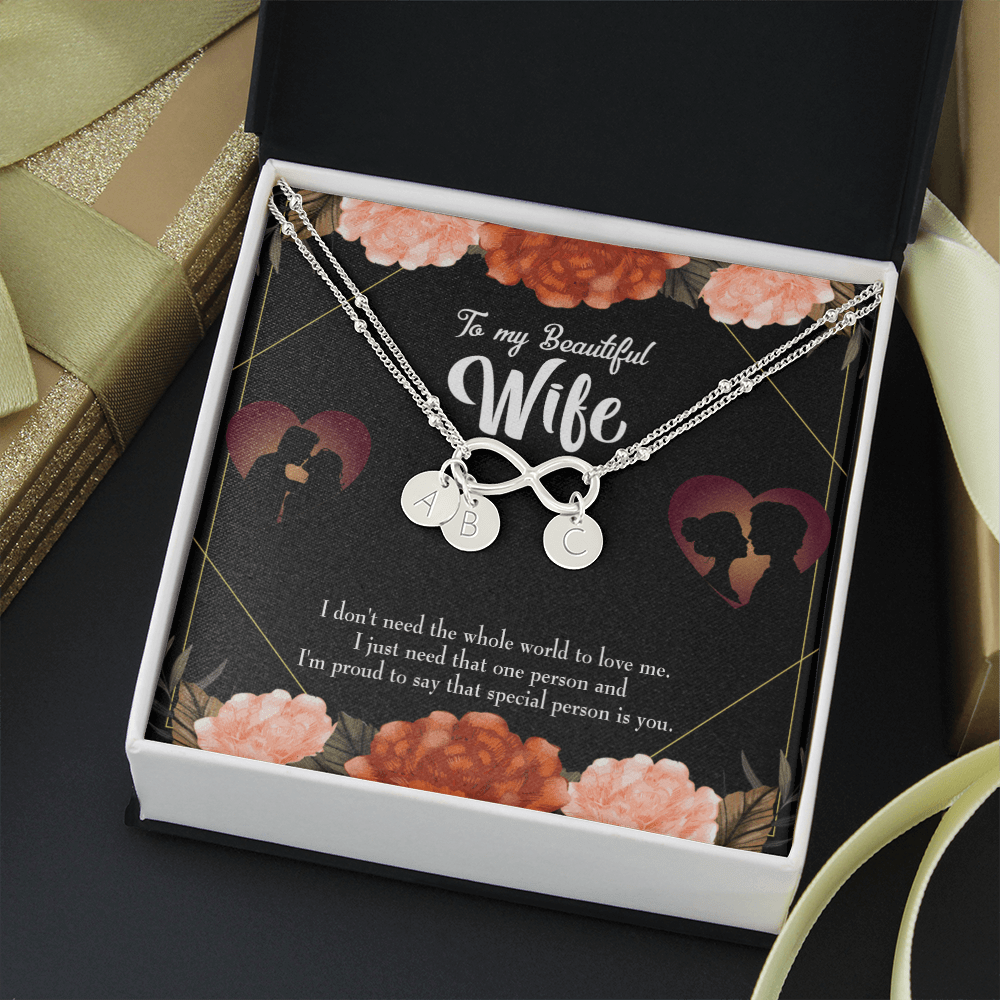 To My Wife Special Person Infinity Bracelet With Initial Charms - Infinity Bracelet