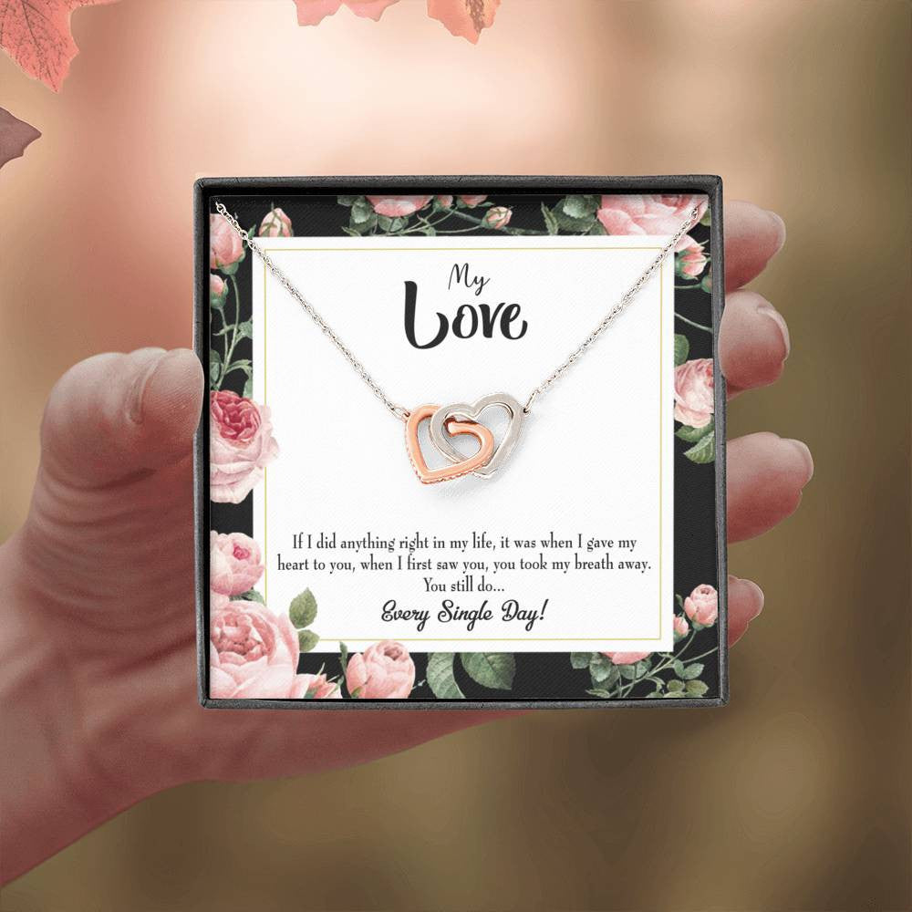 Future Wife Fiance Gift Every Single Day Inseparable Love Pendant 18k Rose Gold Finish 16� Engagement Wedding Gift - Interlocking Hearts Necklace