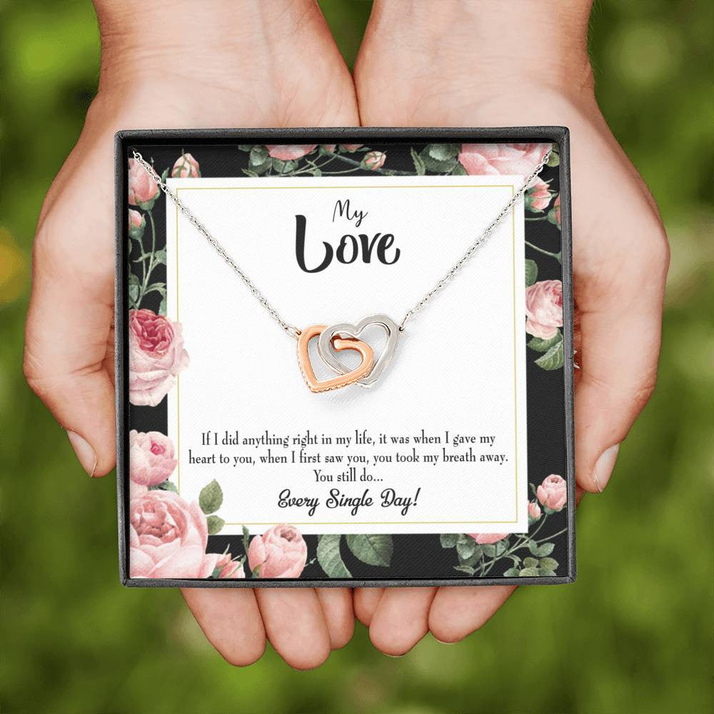 Future Wife Fiance Gift Every Single Day Inseparable Love Pendant 18k Rose Gold Finish 16� Engagement Wedding Gift - Interlocking Hearts Necklace