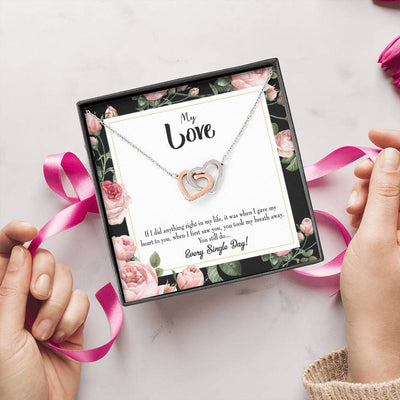 Future Wife Fiance Gift Every Single Day Inseparable Love Pendant 18k Rose Gold Finish 16� Engagement Wedding Gift - Interlocking Hearts Necklace