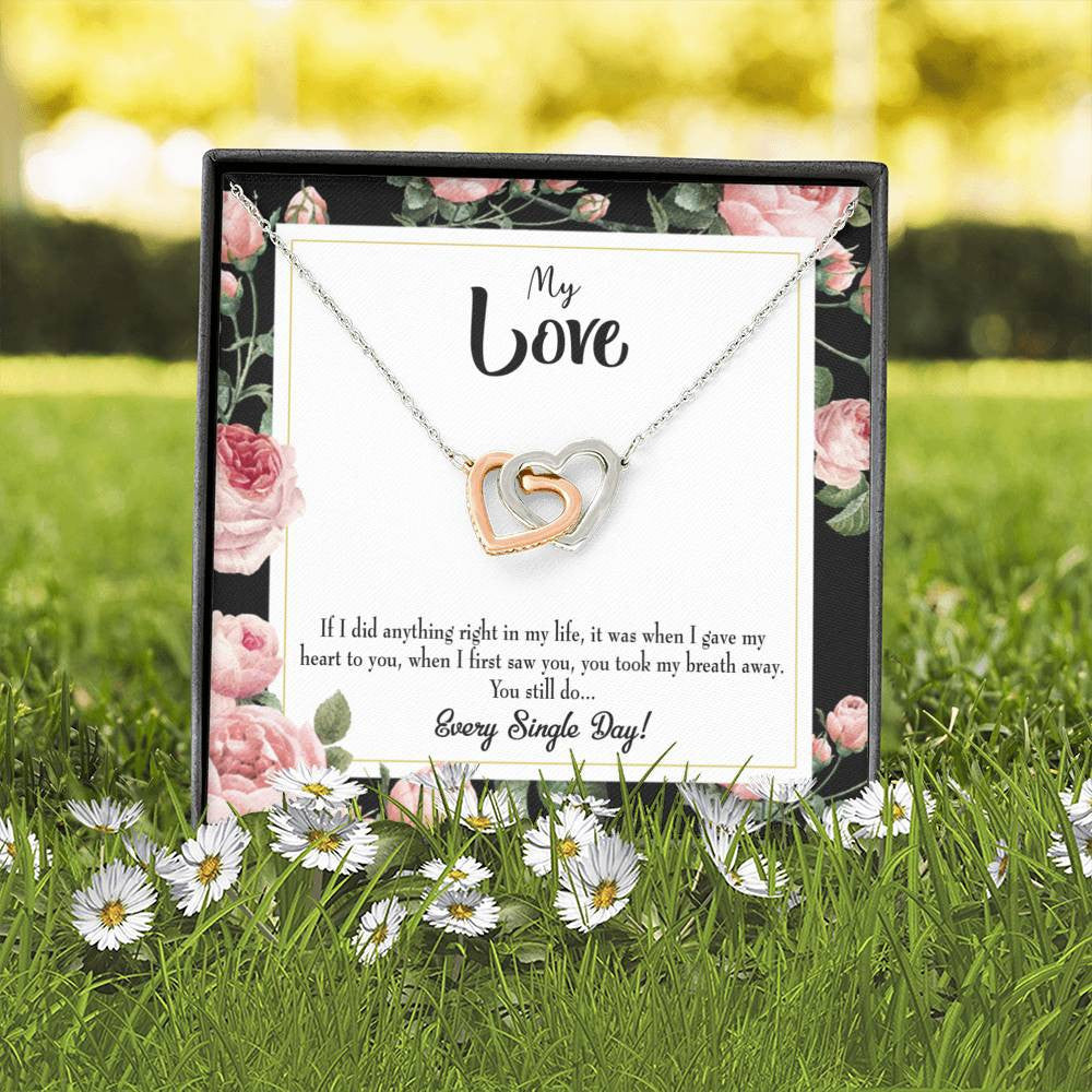 Future Wife Fiance Gift Every Single Day Inseparable Love Pendant 18k Rose Gold Finish 16� Engagement Wedding Gift - Interlocking Hearts Necklace