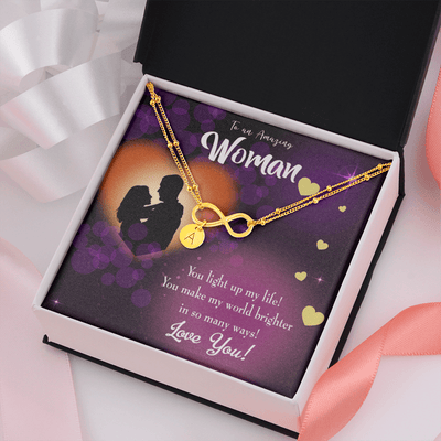 To My Girlfriend You Light Up My Life Infinity Bracelet With Initial Charms - Infinity Bracelet