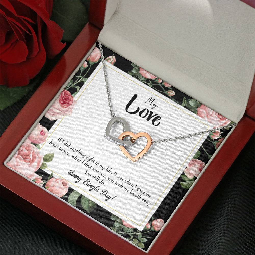 Future Wife Fiance Gift Every Single Day Inseparable Love Pendant 18k Rose Gold Finish 16� Engagement Wedding Gift - Interlocking Hearts Necklace