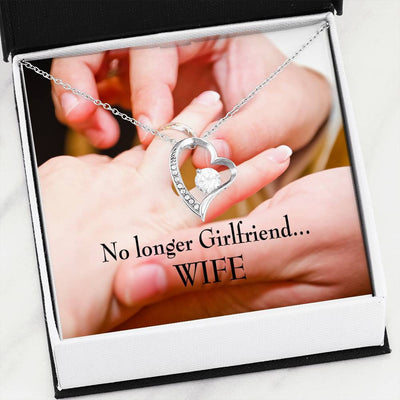 Gift For Fiancee No Longer Girlfriend Forever Love NecklaceHeart Pendant Stainless Steel or 18k Gold - Forever Love Necklace Gift Idea For Woman