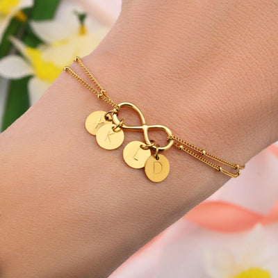 To My Girlfriend You Have My Heart Infinity Bracelet With Initial Charms - Infinity Bracelet