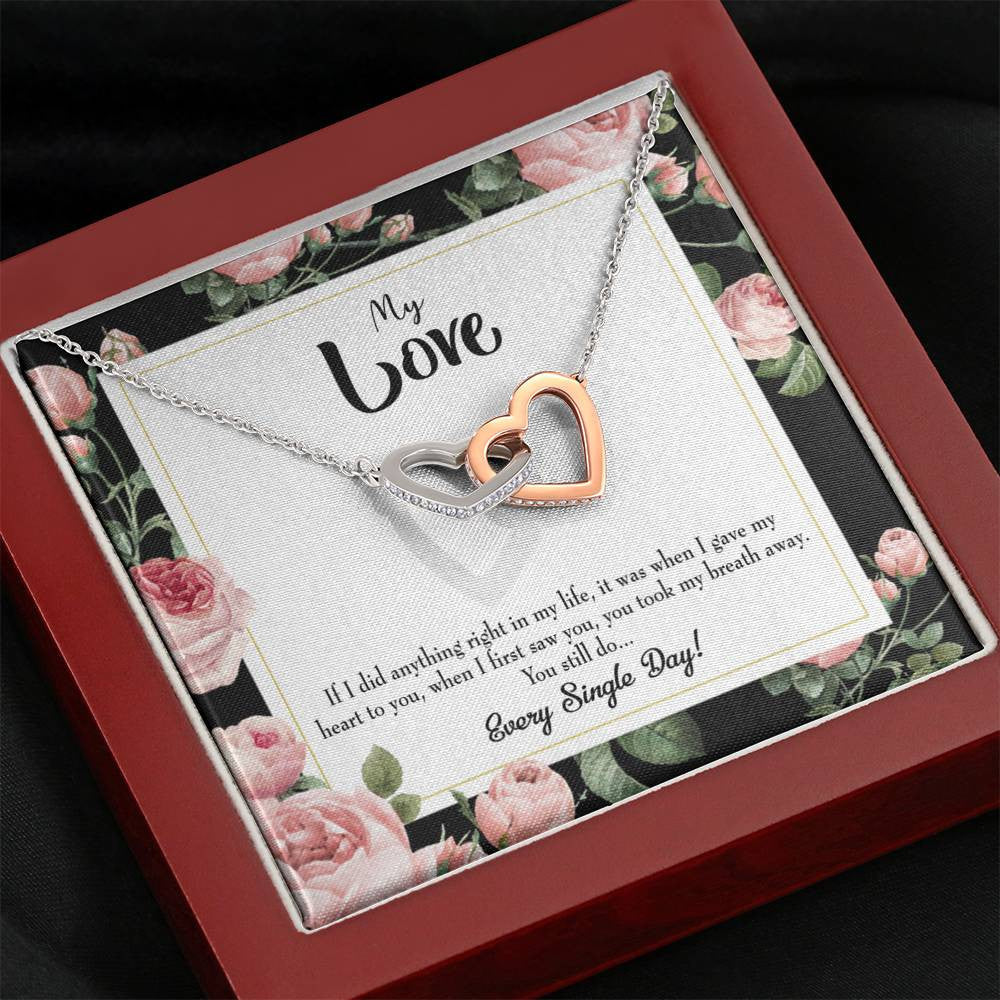 Future Wife Fiance Gift Every Single Day Inseparable Love Pendant 18k Rose Gold Finish 16� Engagement Wedding Gift - Interlocking Hearts Necklace