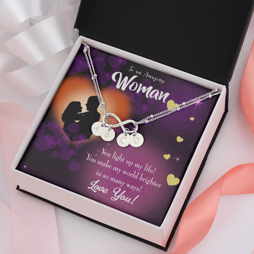 To My Girlfriend You Light Up My Life Infinity Bracelet With Initial Charms - Infinity Bracelet