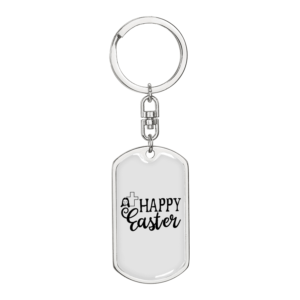 Happy Easter Keychain Dog Tag Keyring - Dog Tag with Swivel Keychain
