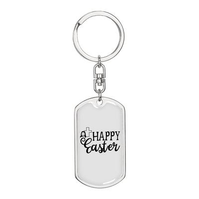 Happy Easter Keychain Dog Tag Keyring - Dog Tag with Swivel Keychain