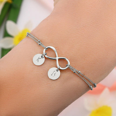 To My Girlfriend You Have My Heart Infinity Bracelet With Initial Charms - Infinity Bracelet