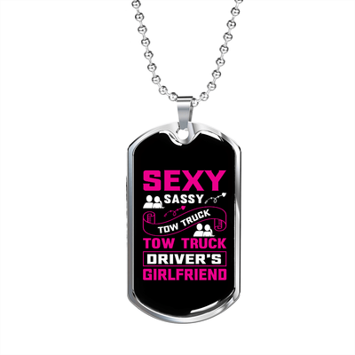 To My Girlfriend Sexy Sassy Girlfriend Pink Necklace Stainless Steel or 18k Gold Dog Tag 24" Chain - Luxury Love Messages Dog Tag Gifts For Man, Woman