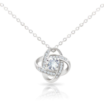 Wife Message Card To My Future Wife Glad To Exist Love Knot Pendant Necklace Stainless Steel W Cz Stone - Luxury Love Knot Necklace Meanful Gift Idea For Her/Him