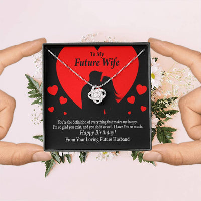 Wife Message Card To My Future Wife Glad To Exist Love Knot Pendant Necklace Stainless Steel W Cz Stone - Luxury Love Knot Necklace Meanful Gift Idea For Her/Him
