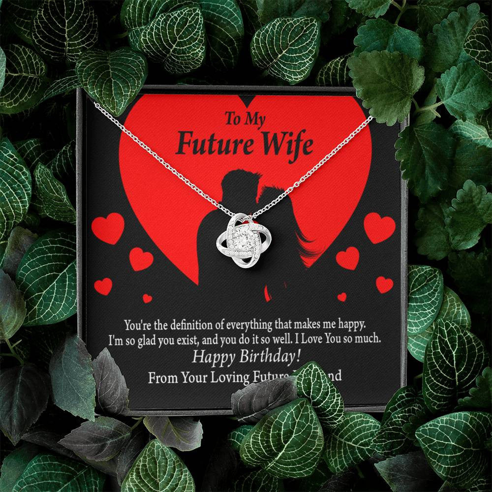 Wife Message Card To My Future Wife Glad To Exist Love Knot Pendant Necklace Stainless Steel W Cz Stone - Luxury Love Knot Necklace Meanful Gift Idea For Her/Him