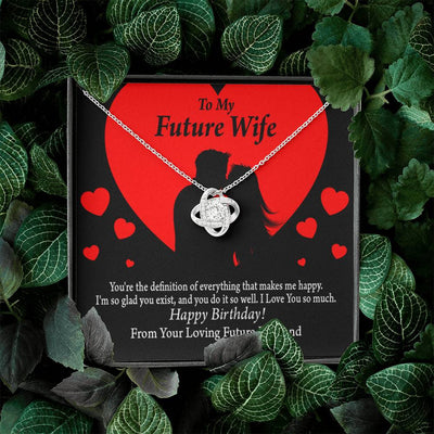 Wife Message Card To My Future Wife Glad To Exist Love Knot Pendant Necklace Stainless Steel W Cz Stone - Luxury Love Knot Necklace Meanful Gift Idea For Her/Him