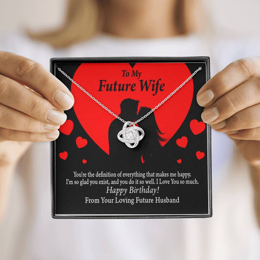 Wife Message Card To My Future Wife Glad To Exist Love Knot Pendant Necklace Stainless Steel W Cz Stone - Luxury Love Knot Necklace Meanful Gift Idea For Her/Him