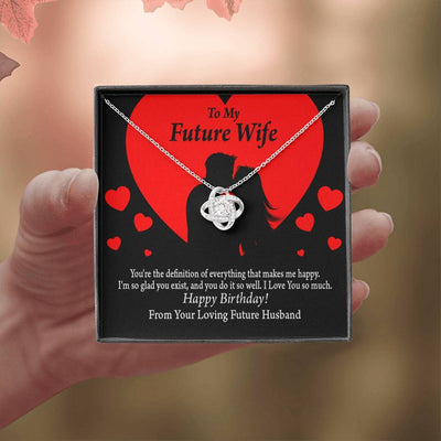Wife Message Card To My Future Wife Glad To Exist Love Knot Pendant Necklace Stainless Steel W Cz Stone - Luxury Love Knot Necklace Meanful Gift Idea For Her/Him