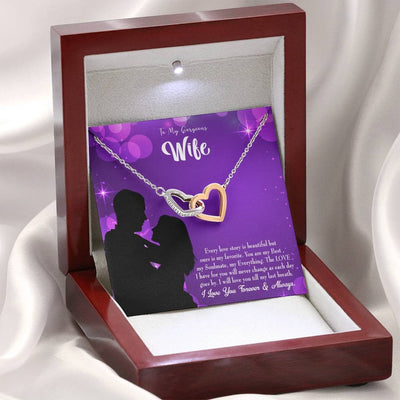 Wife Gift For Wife Birthday Favorite Story Inseparable Love Pendant 18k Rose Gold Finish 16� - Interlocking Hearts Necklace