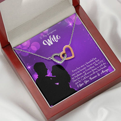Wife Gift For Wife Birthday Favorite Story Inseparable Love Pendant 18k Rose Gold Finish 16� - Interlocking Hearts Necklace
