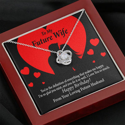 Wife Message Card To My Future Wife Glad To Exist Love Knot Pendant Necklace Stainless Steel W Cz Stone - Luxury Love Knot Necklace Meanful Gift Idea For Her/Him