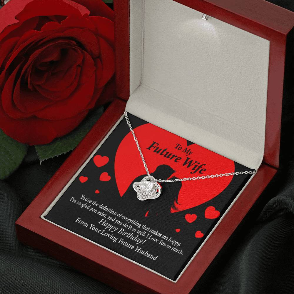 Wife Message Card To My Future Wife Glad To Exist Love Knot Pendant Necklace Stainless Steel W Cz Stone - Luxury Love Knot Necklace Meanful Gift Idea For Her/Him
