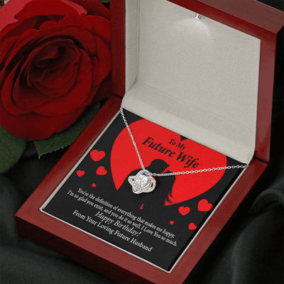 Wife Message Card To My Future Wife Glad To Exist Love Knot Pendant Necklace Stainless Steel W Cz Stone - Luxury Love Knot Necklace Meanful Gift Idea For Her/Him
