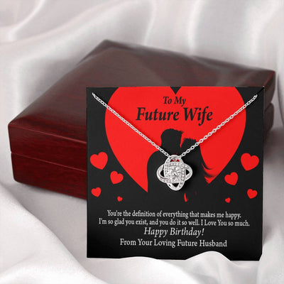 Wife Message Card To My Future Wife Glad To Exist Love Knot Pendant Necklace Stainless Steel W Cz Stone - Luxury Love Knot Necklace Meanful Gift Idea For Her/Him