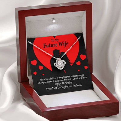 Wife Message Card To My Future Wife Glad To Exist Love Knot Pendant Necklace Stainless Steel W Cz Stone - Luxury Love Knot Necklace Meanful Gift Idea For Her/Him