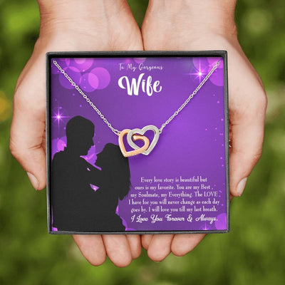 Wife Gift For Wife Birthday Favorite Story Inseparable Love Pendant 18k Rose Gold Finish 16� - Interlocking Hearts Necklace